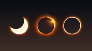 Image of the total eclipse in 3 stages