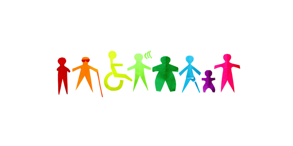 Paper ut out series of different bodies and disabilities