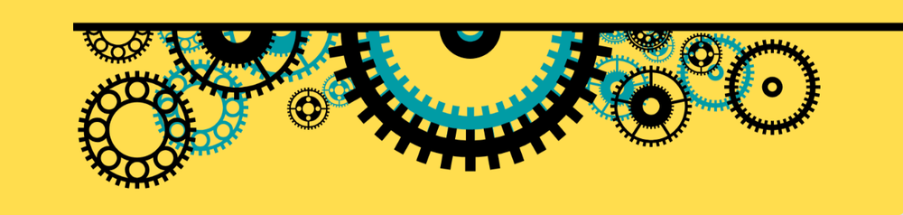 Graphic of various wheels and cogs overlapped with one another.