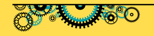 Graphic of various wheels and cogs overlapped with one another.